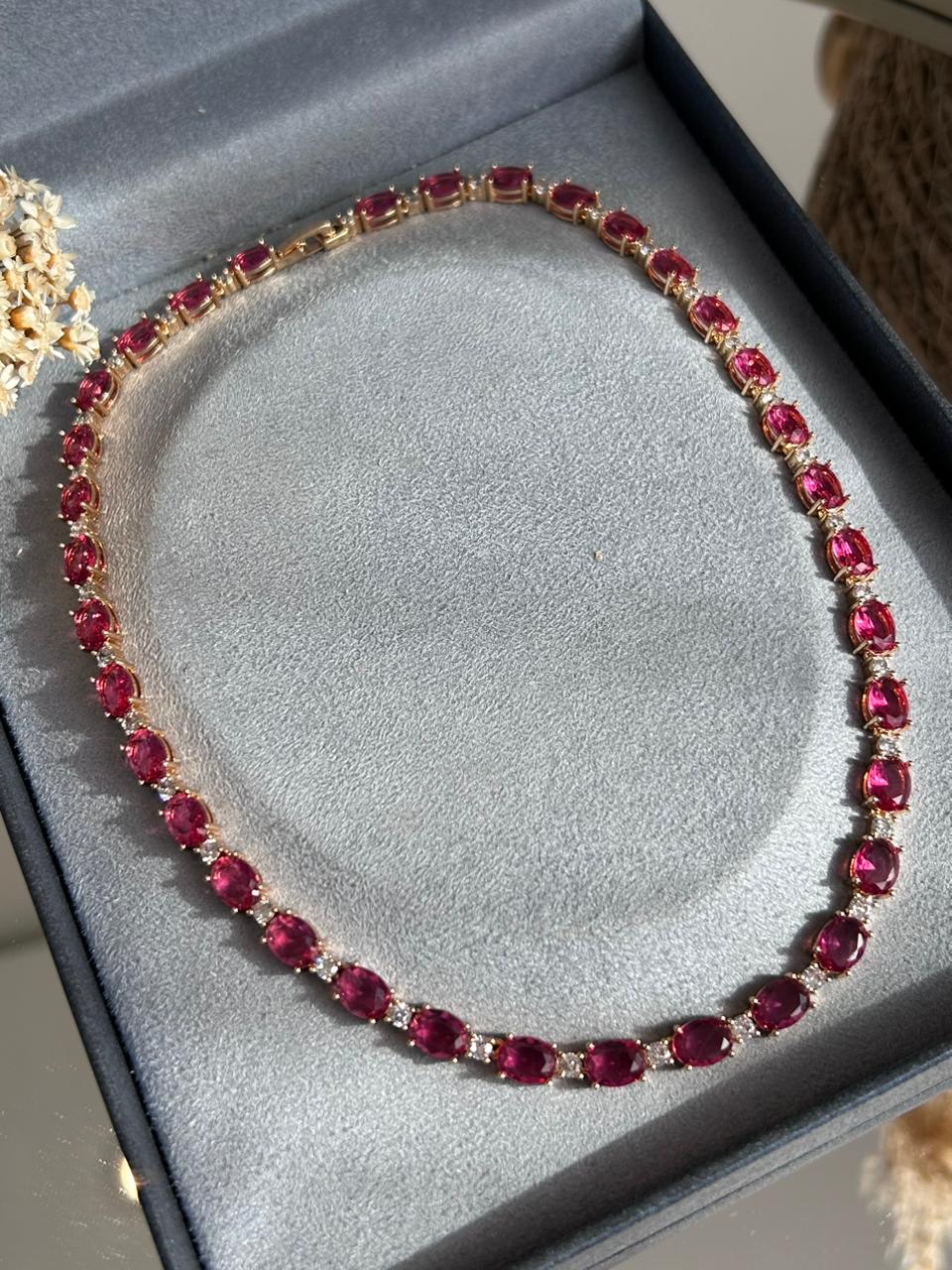 Colar Riviera Oval Rubelita Dourado