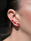 Brinco EarCuff 3 Pedras Ovais Rubelita Dourado