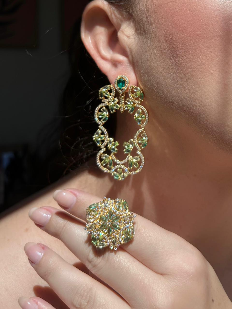 Conjunto Brinco e Anel Leona