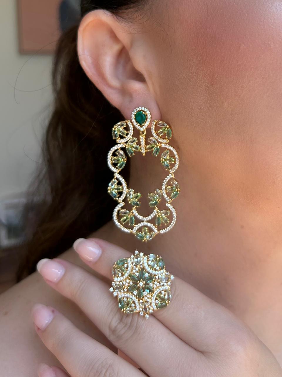 Conjunto Brinco e Anel Leona