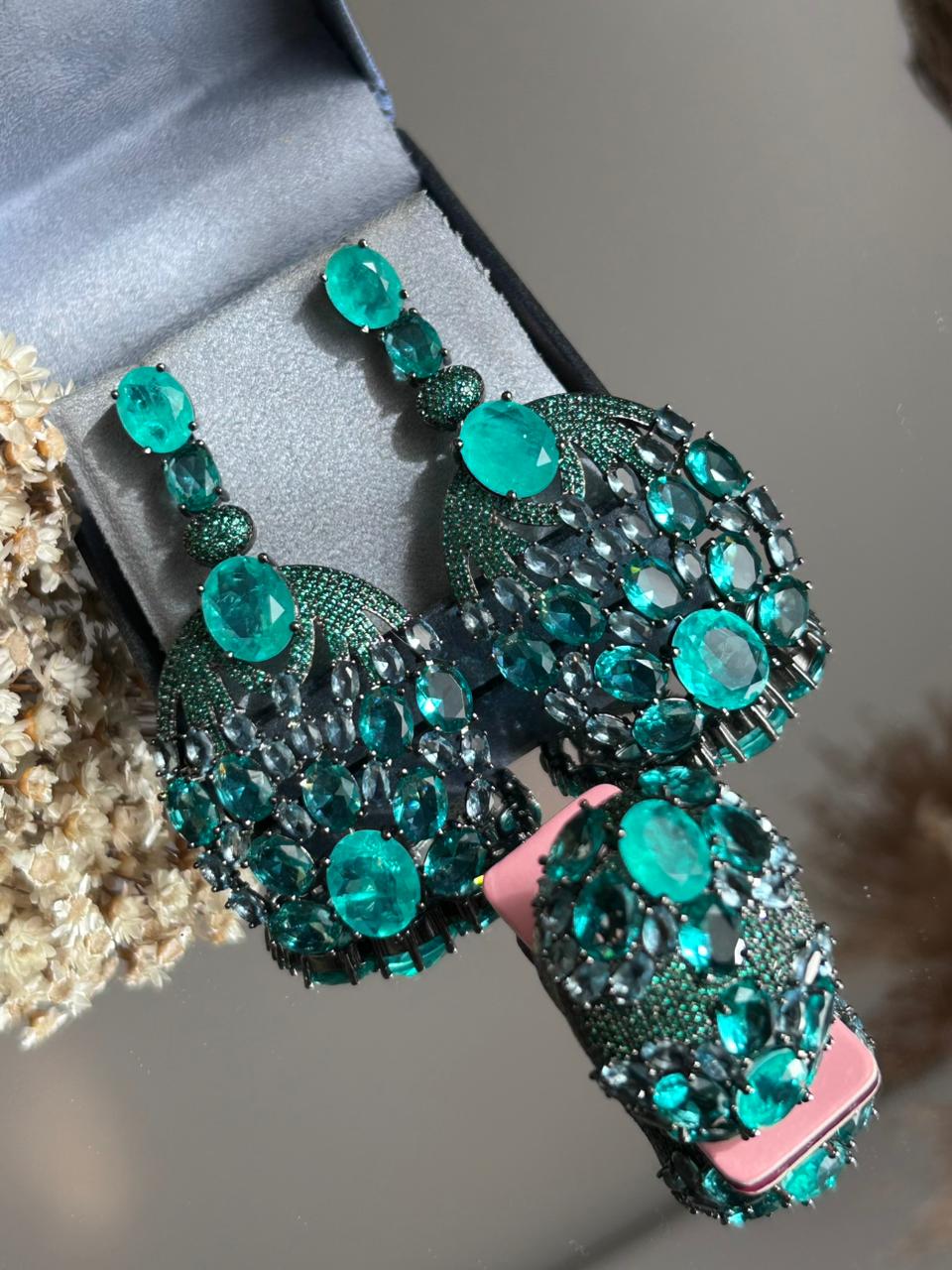 Conjunto Brinco e Anel Kim Turmalina