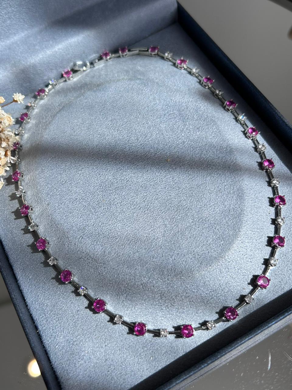 Colar Riviera Mesclado Safira Rosa/Pink