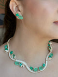 Conjunto Brinco e Colar Curvo Turmalina Dourado