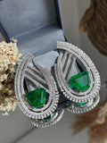 Brinco Argola Frontal Pedra Verde Esmeralda