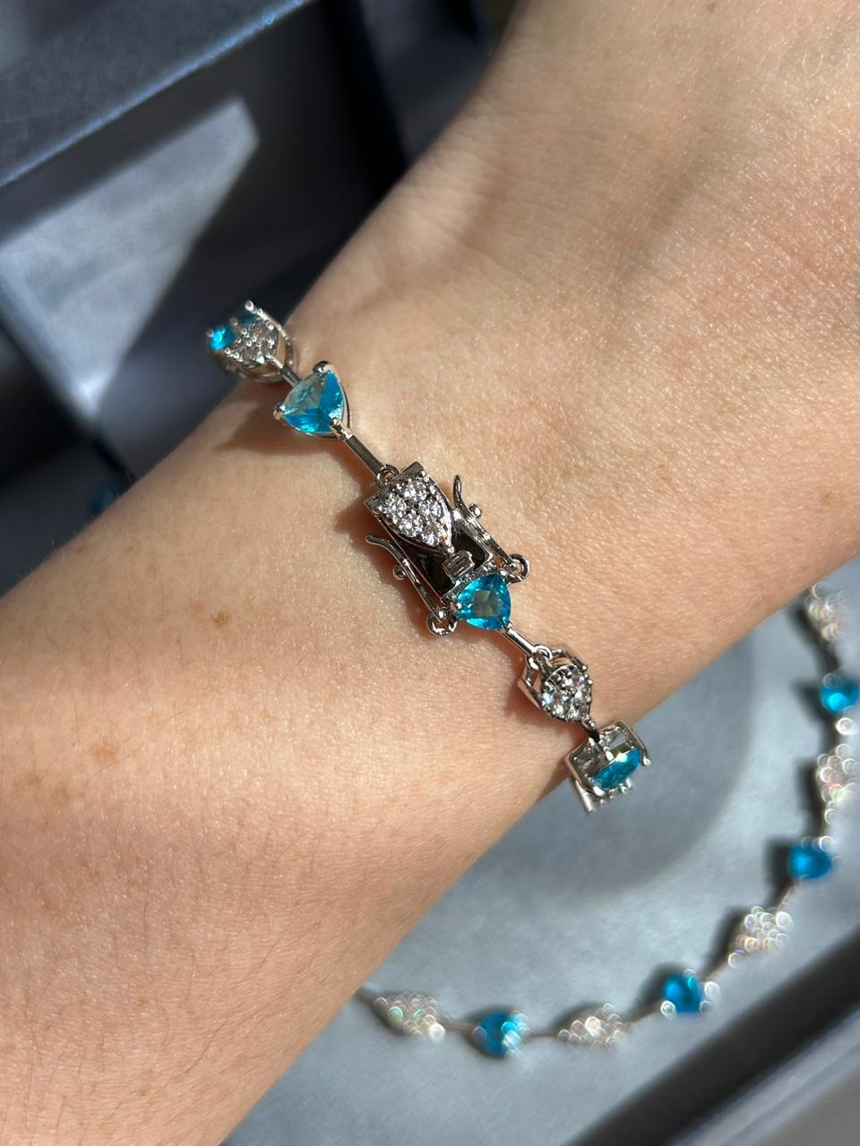 Pulseira Riviera Pedra Triangular Água Marinha