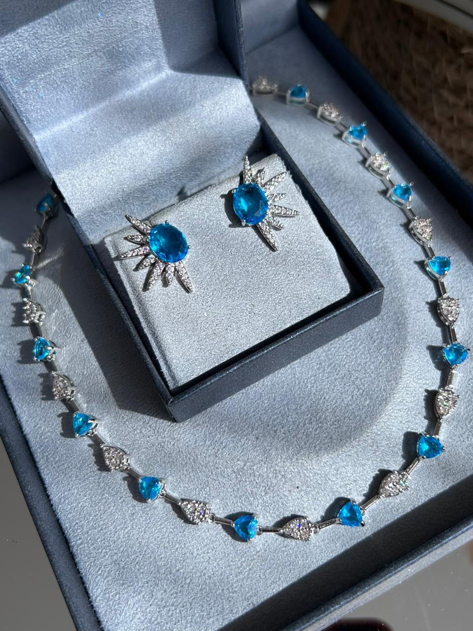 Brinco Raios Água Marinha