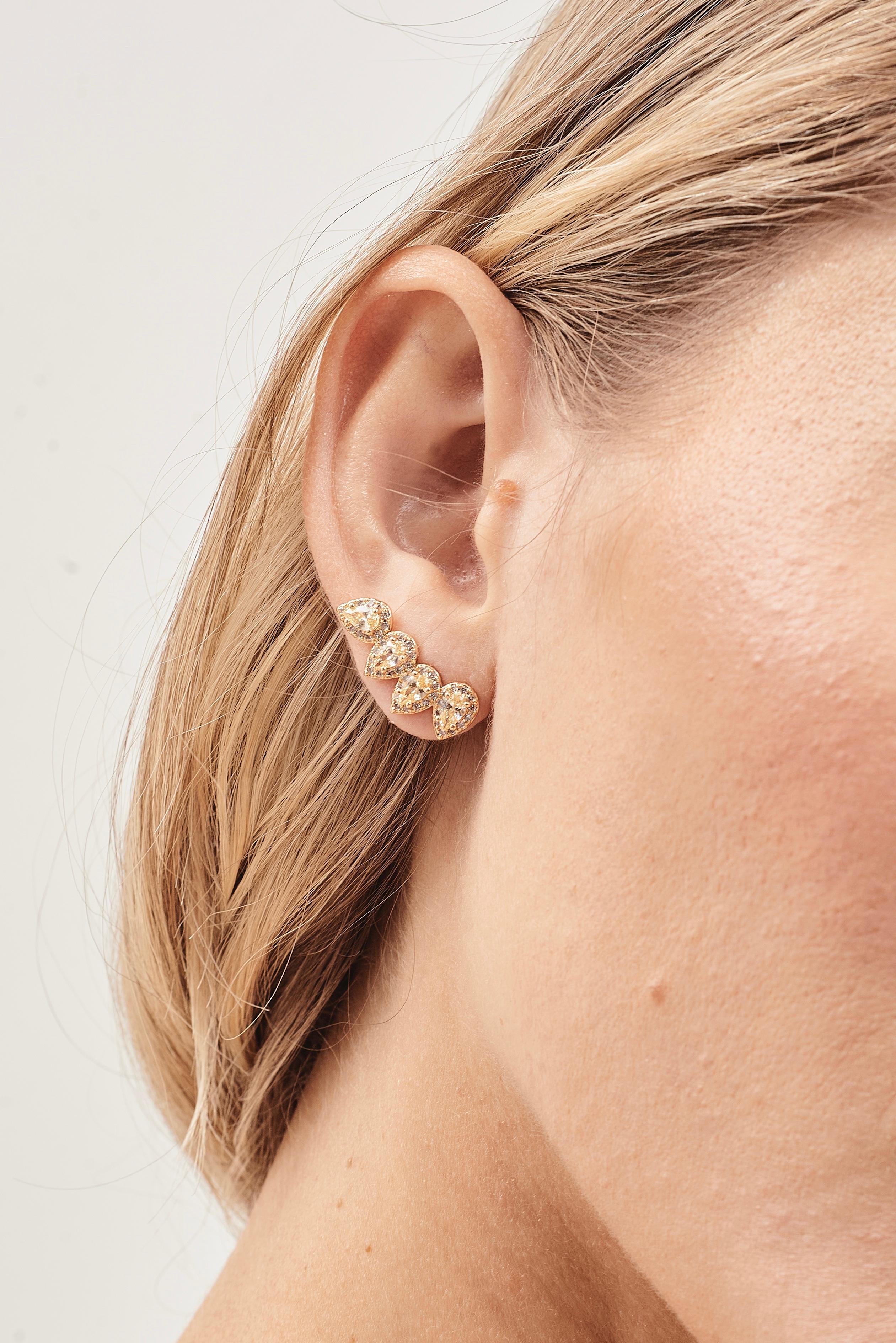 Brinco 4 Gotas Fancy Yellow Dourado