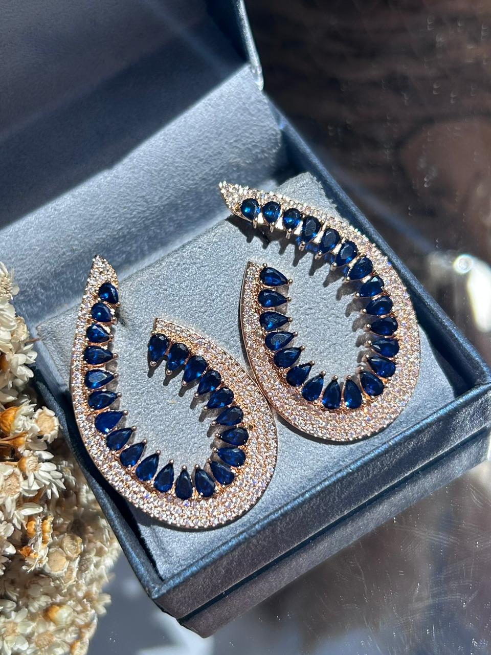 Argola Frontal Azul Safira