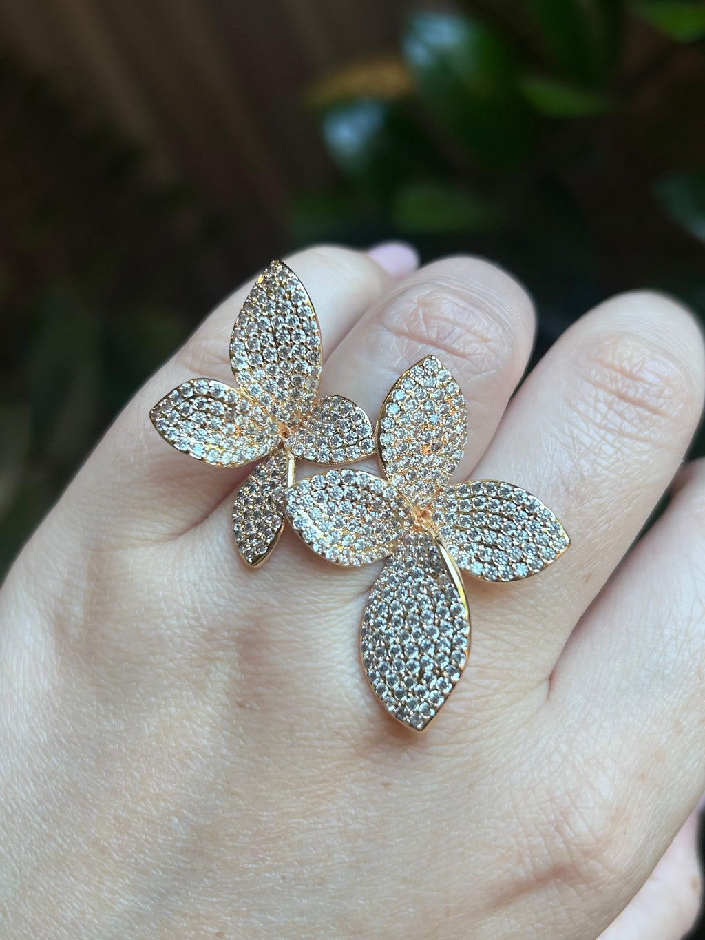 Anel Lirio Duplo Dourado