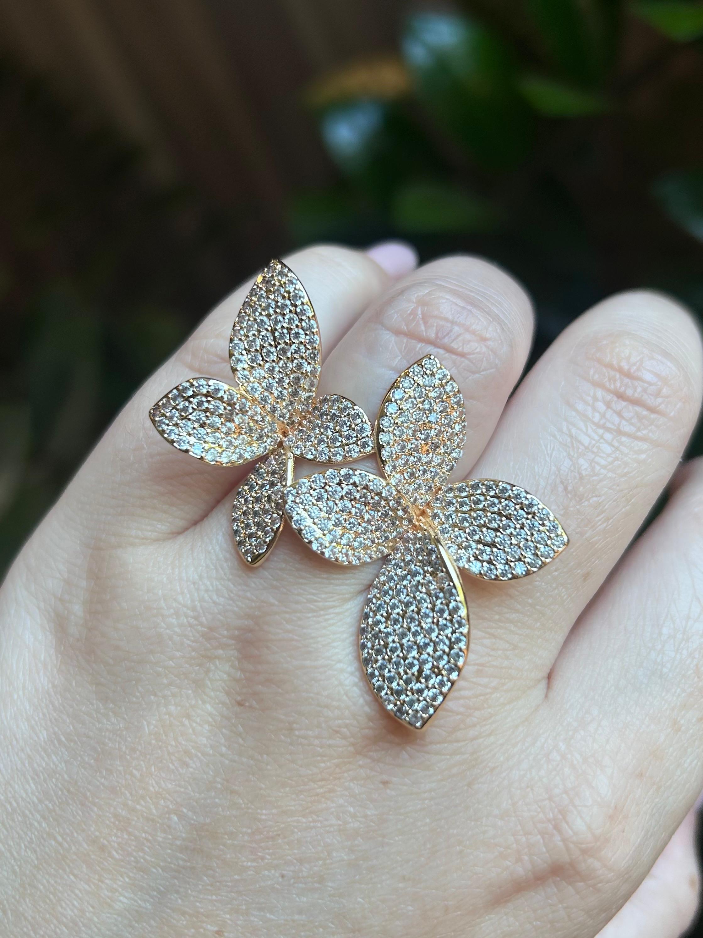 Anel Lirio Duplo Dourado