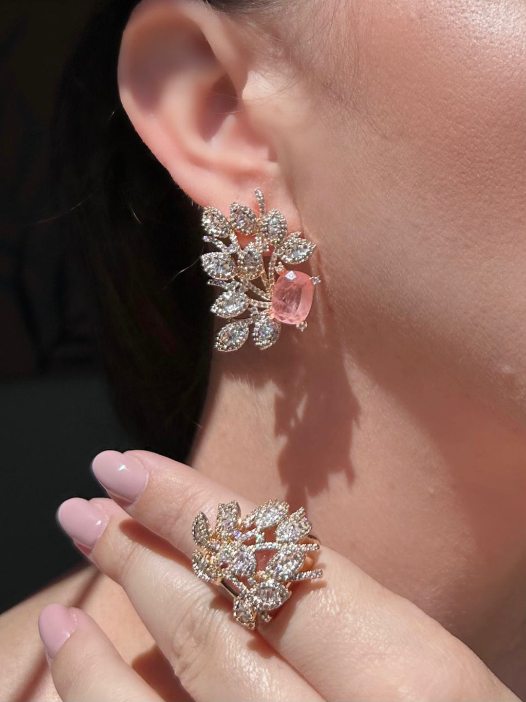 Conjunto Brinco e Anel Diane Morganita