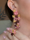Conjunto Brinco e Anel Ametista e Rosa