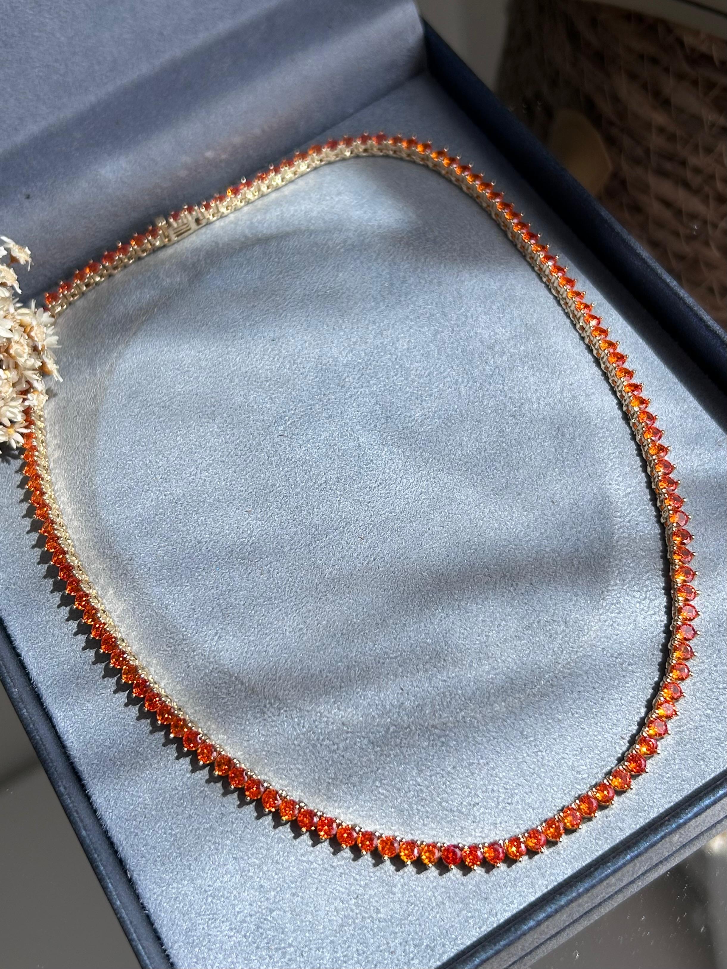 Colar Riviera 3 Garras Tangerina Banho Dourado