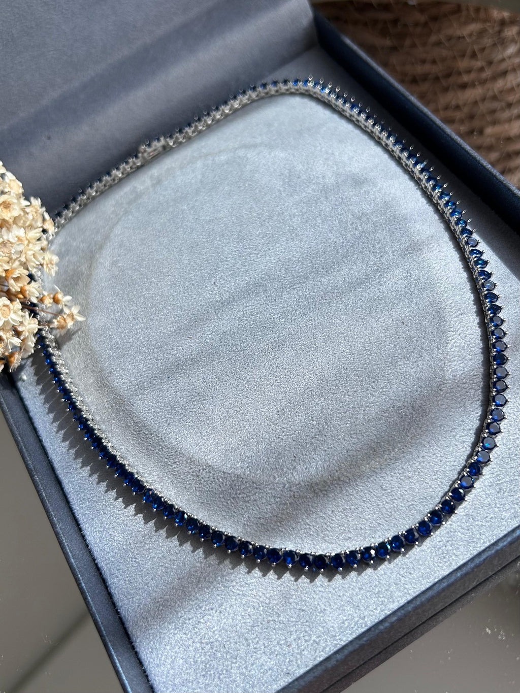 Colar Riviera 3 Garras Azul Safira