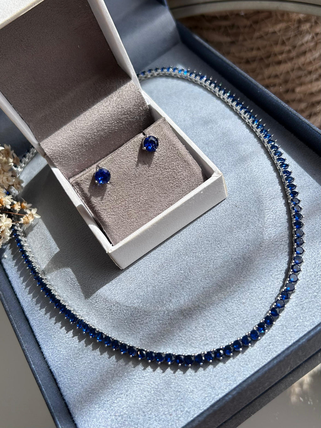 Colar Riviera 3 Garras Azul Safira