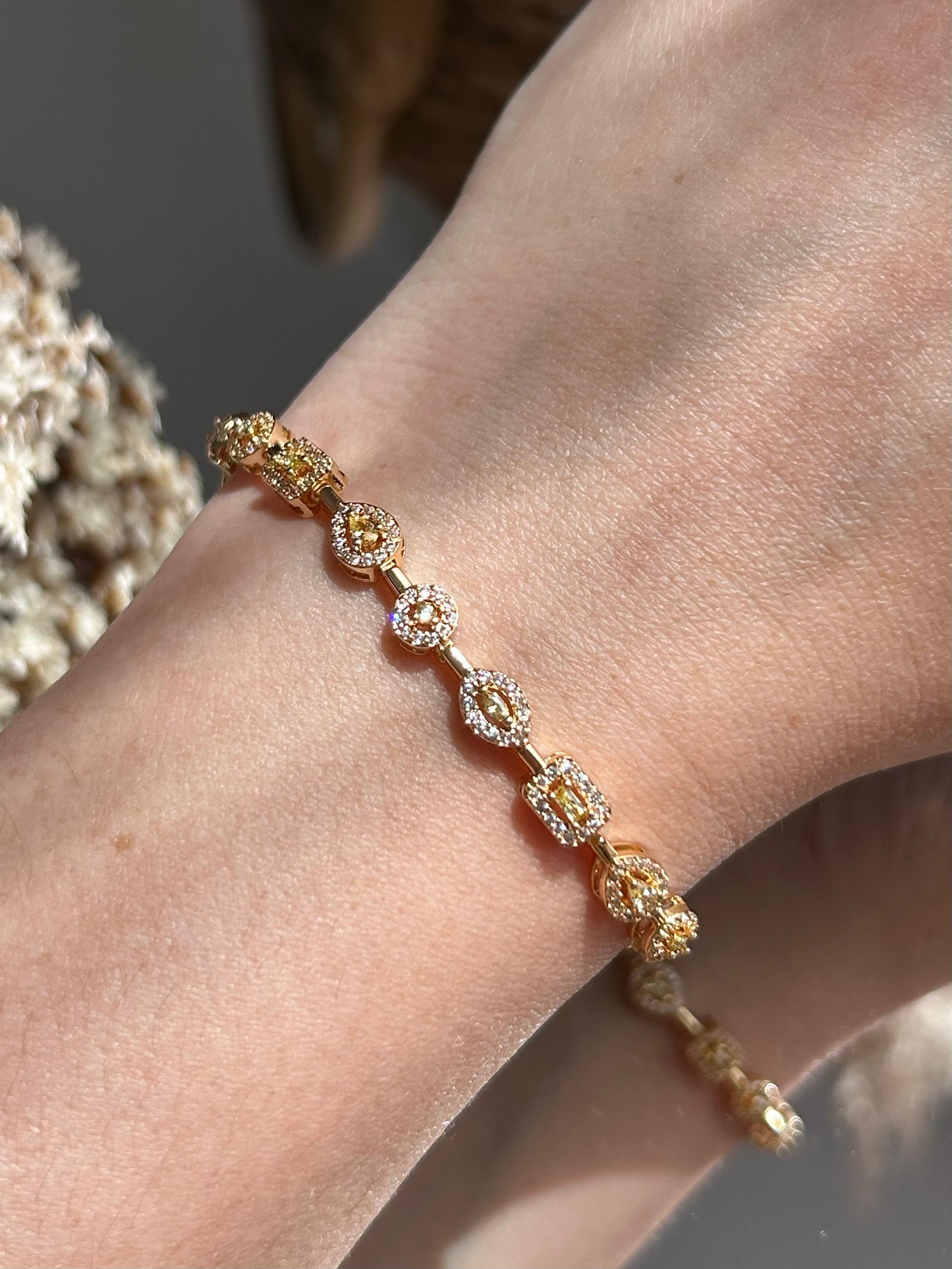 Pulseira Riviera Shapes Fancy Yellow Dourada