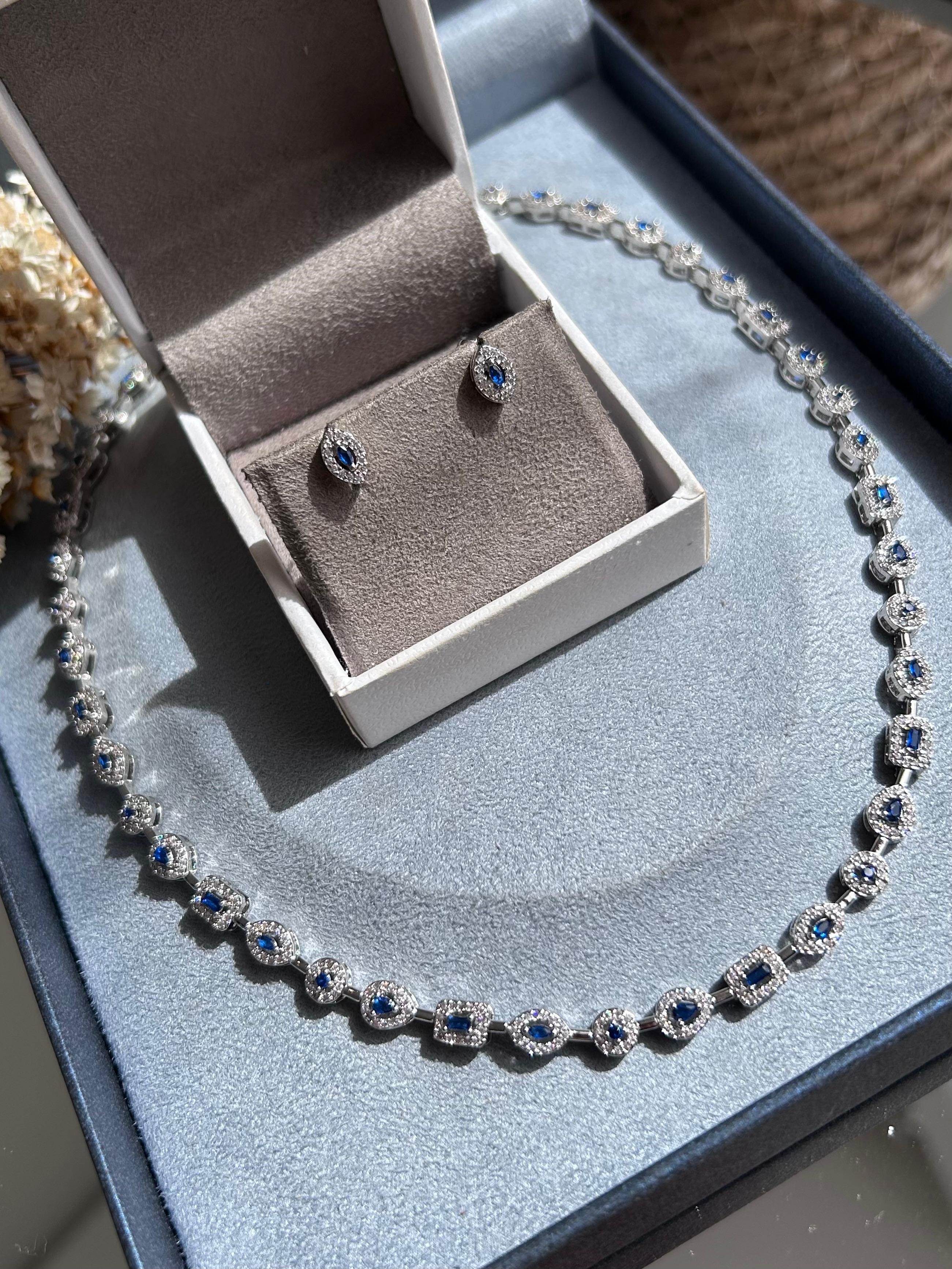 Brinco Solitário Shape Azul Safira