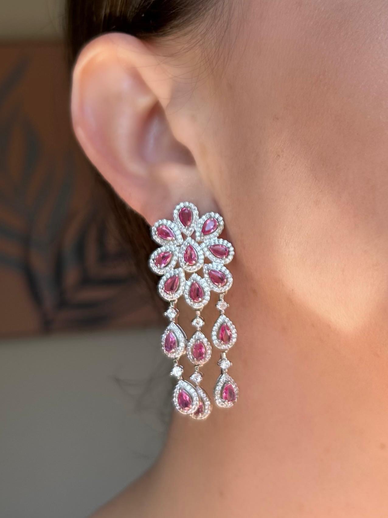 Brinco Elisa Safira Rosa/Pink