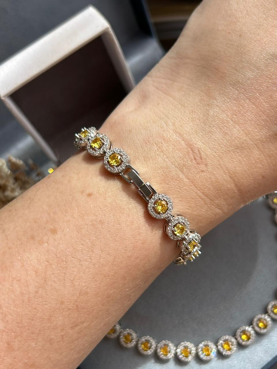 Pulseira Riviera Pedras Redondas Fancy Yellow