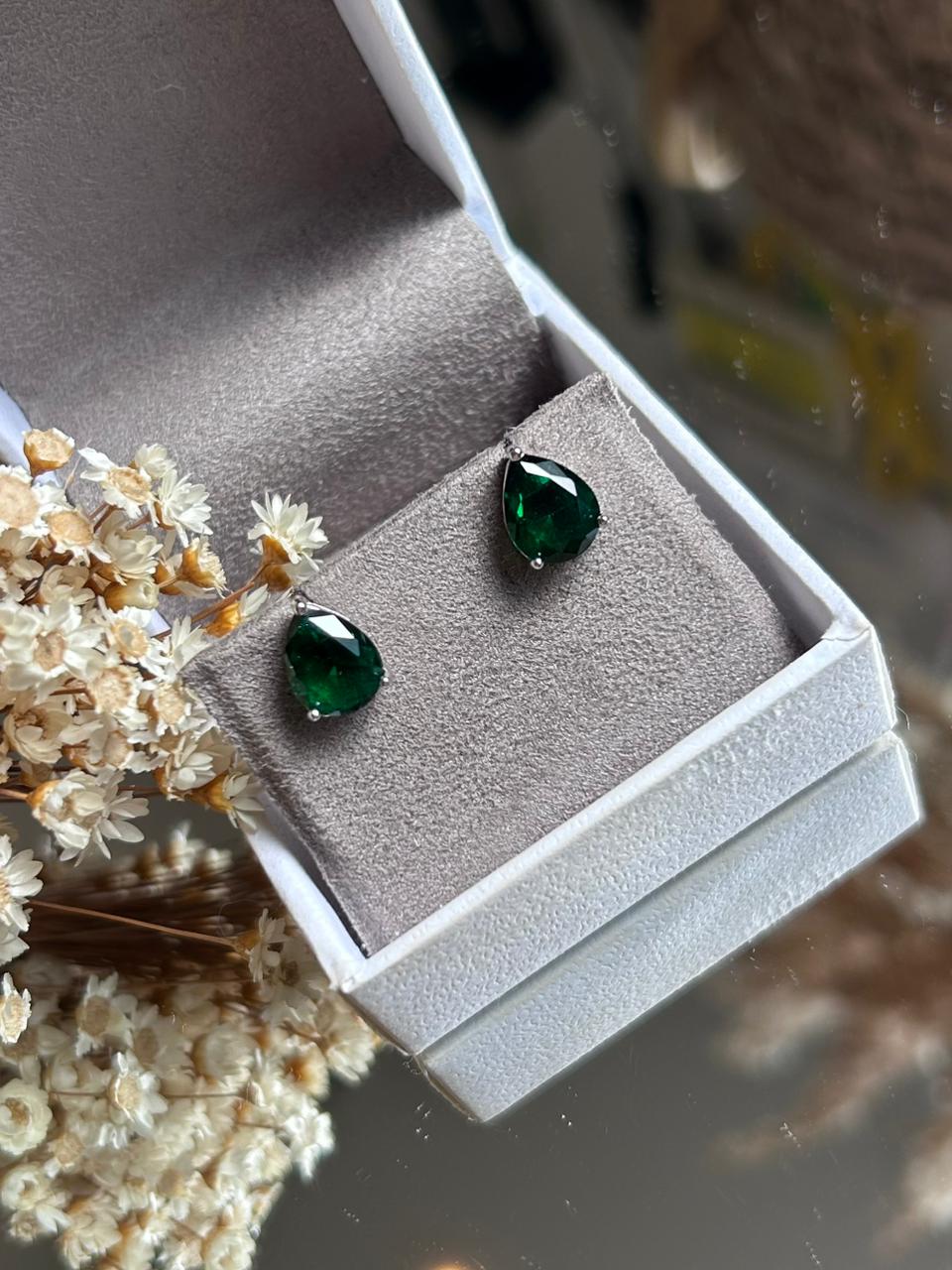 Conjunto Brinco e Colar Riviera Mesclado Verde Esmeralda