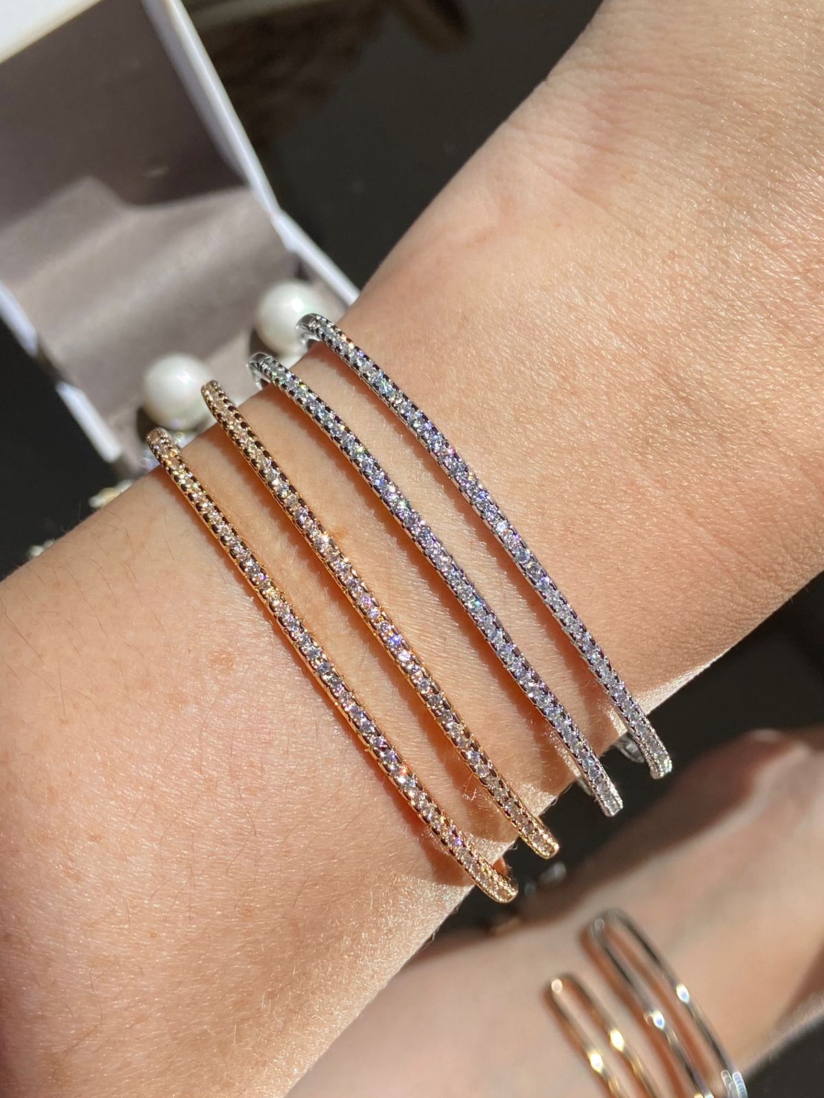 Bracelete Duas Linhas Ródio Branco