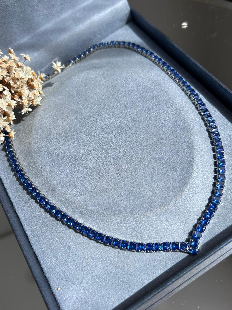 Colar Riviera Square Azul Safira