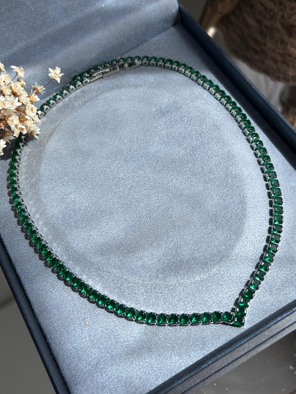 Colar Riviera Square Verde Esmeralda