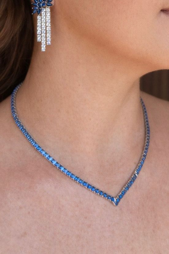 Colar Riviera Square Azul Safira