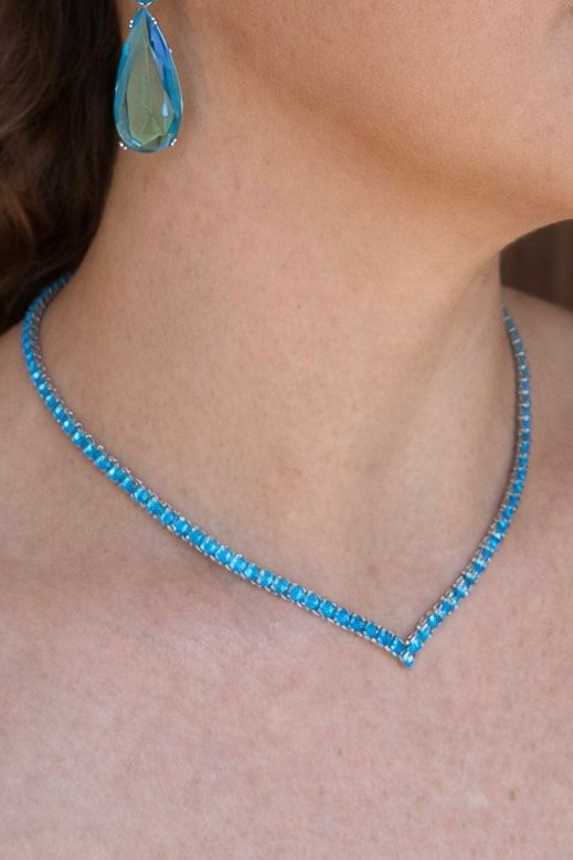Colar Riviera Square Água Marinha/Azul Claro
