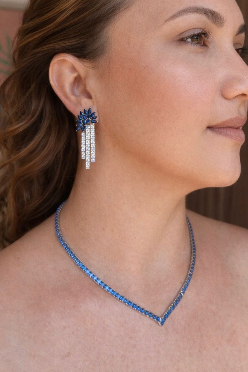 Colar Riviera Square Azul Safira