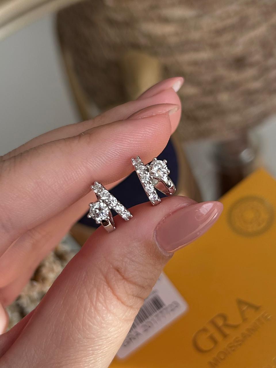 Brinco Argola Dupla Moissanite 0,5ct 4mm