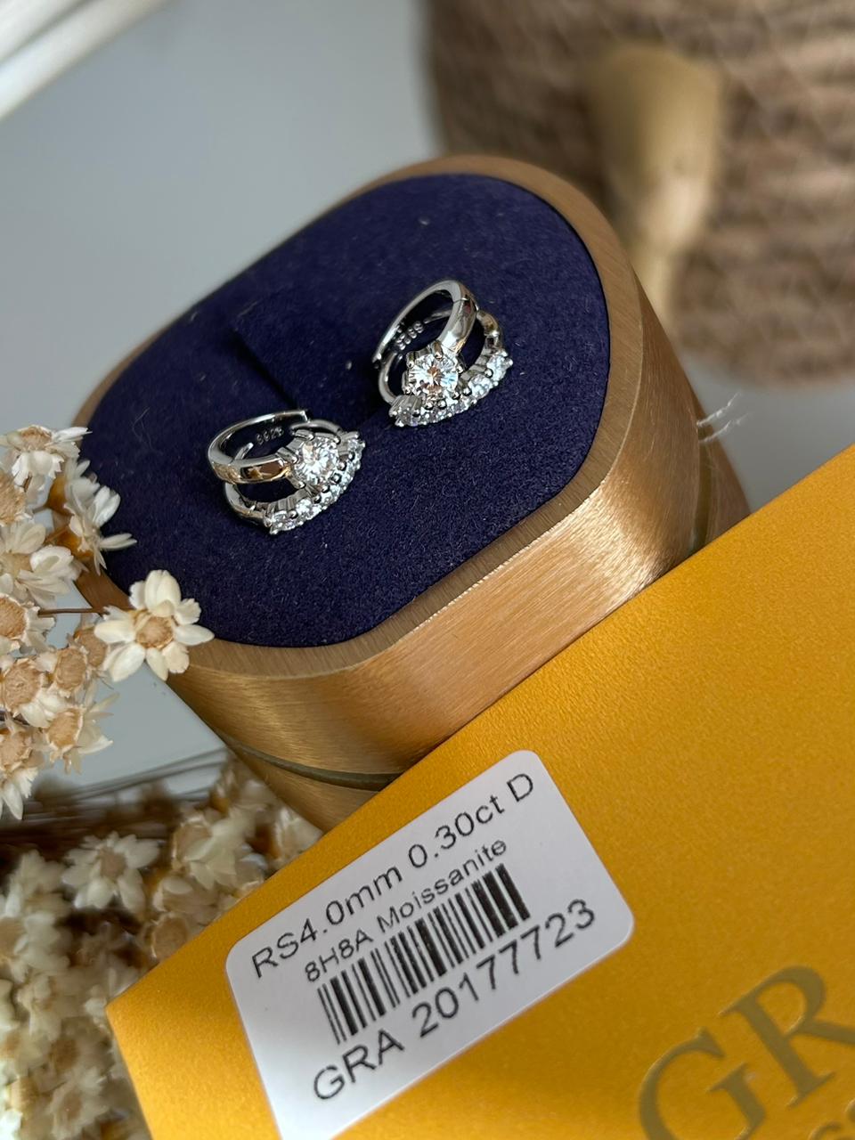 Brinco Argola Dupla Moissanite 0,5ct 4mm