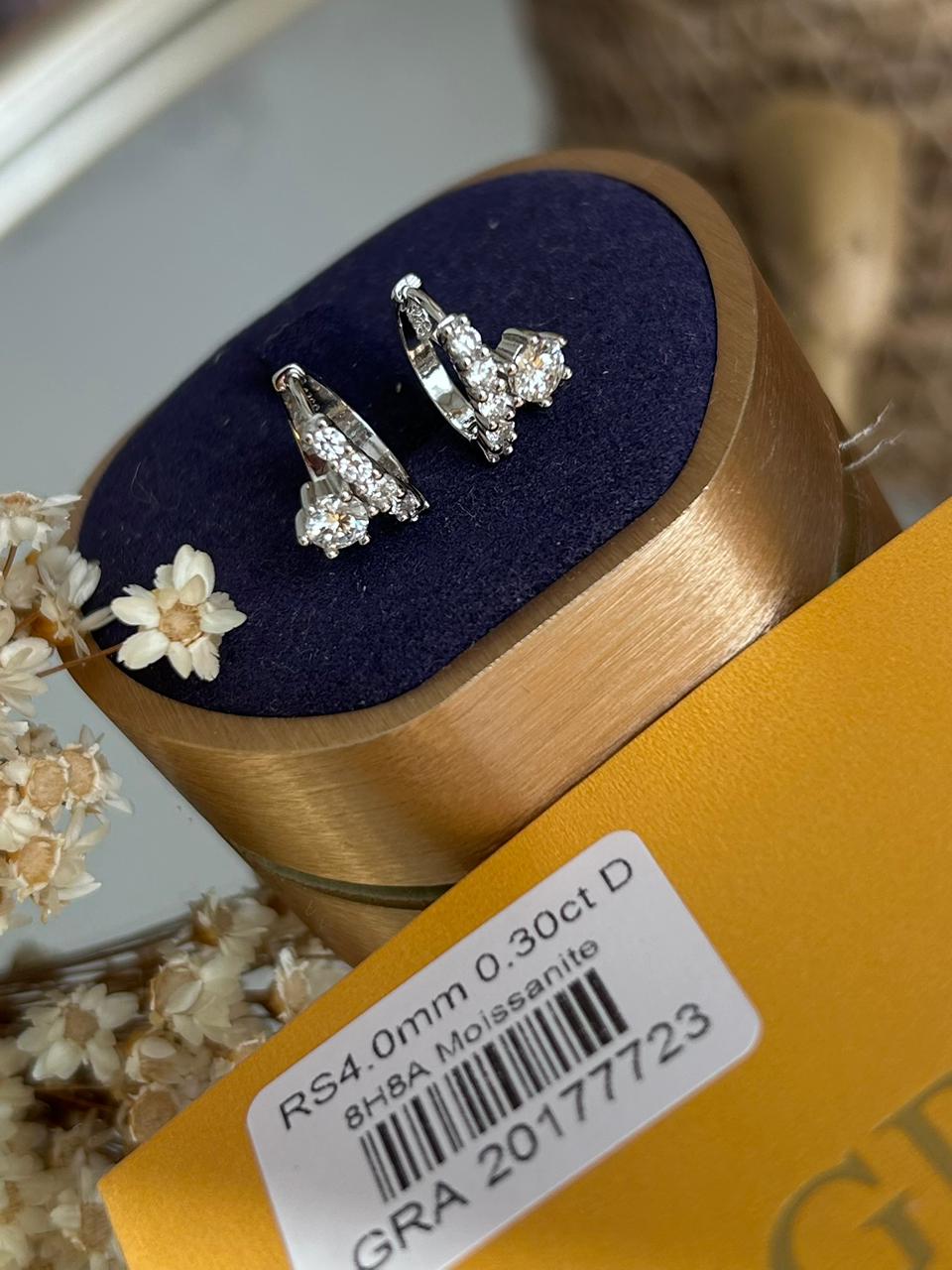 Brinco Argola Dupla Moissanite 0,5ct 4mm