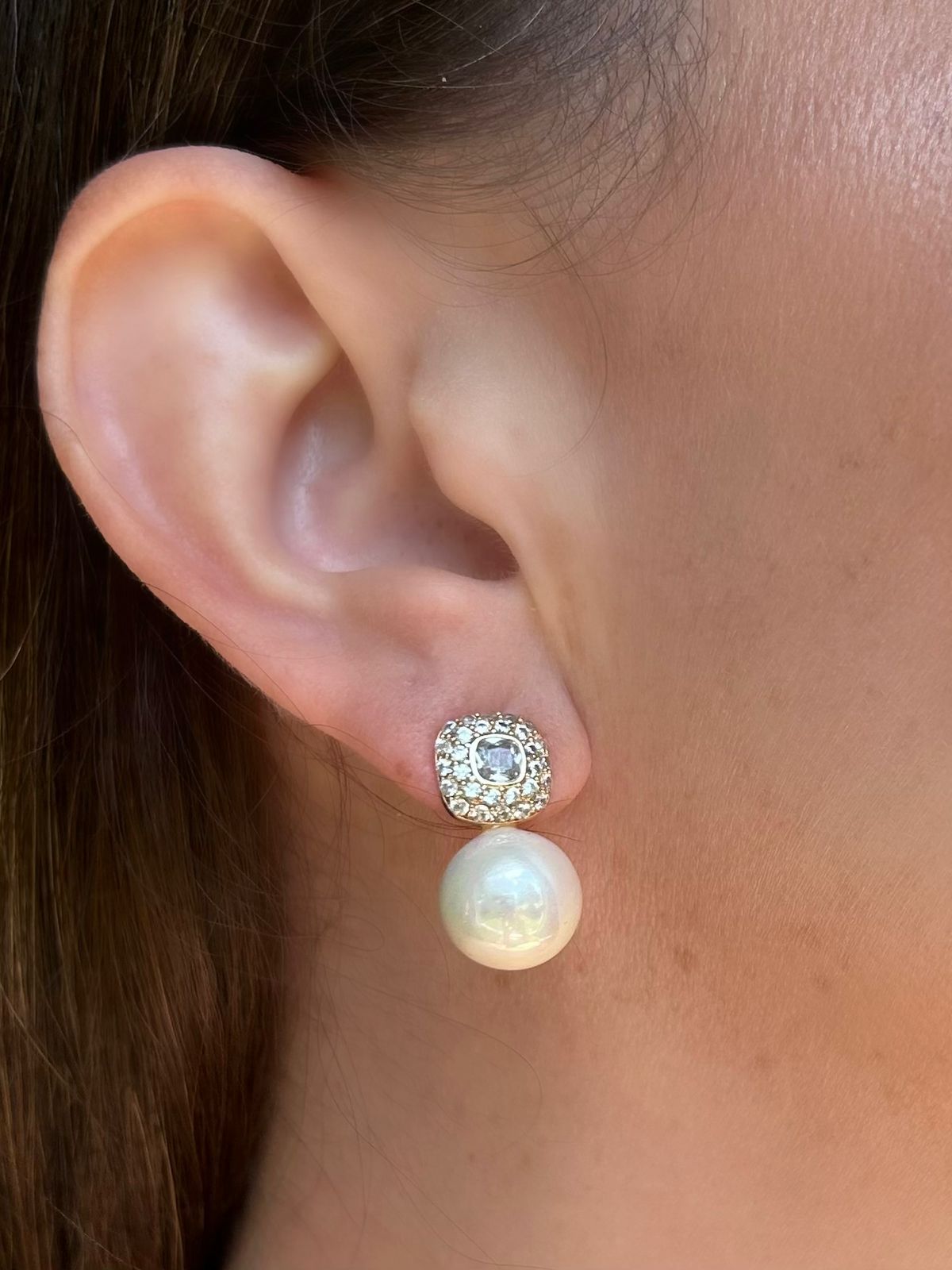 Brinco Square Pérola Dourado