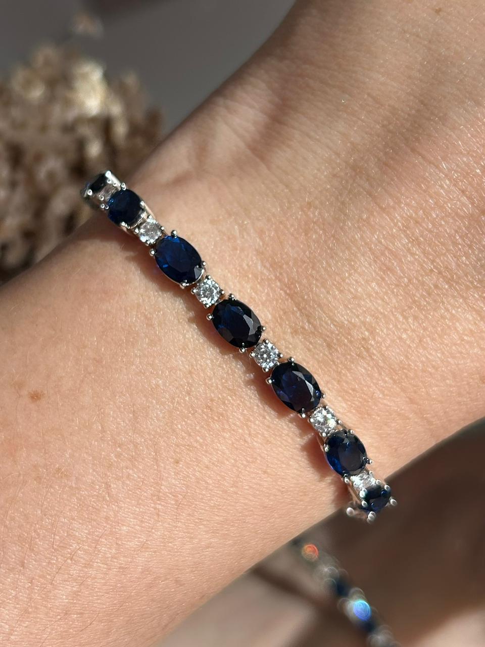 Pulseira Riviera Oval Azul Safira