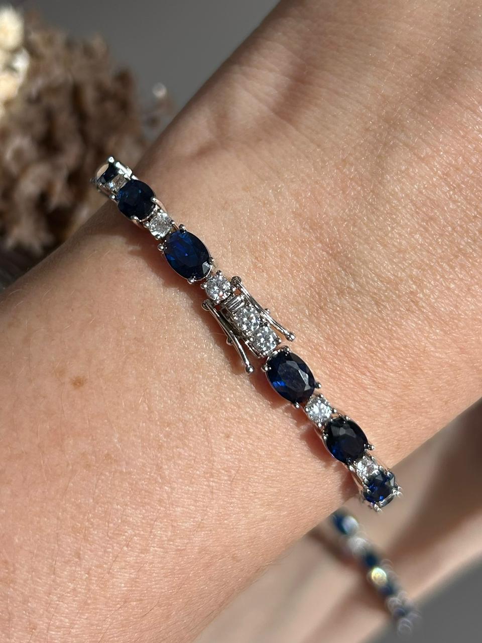 Pulseira Riviera Oval Azul Safira