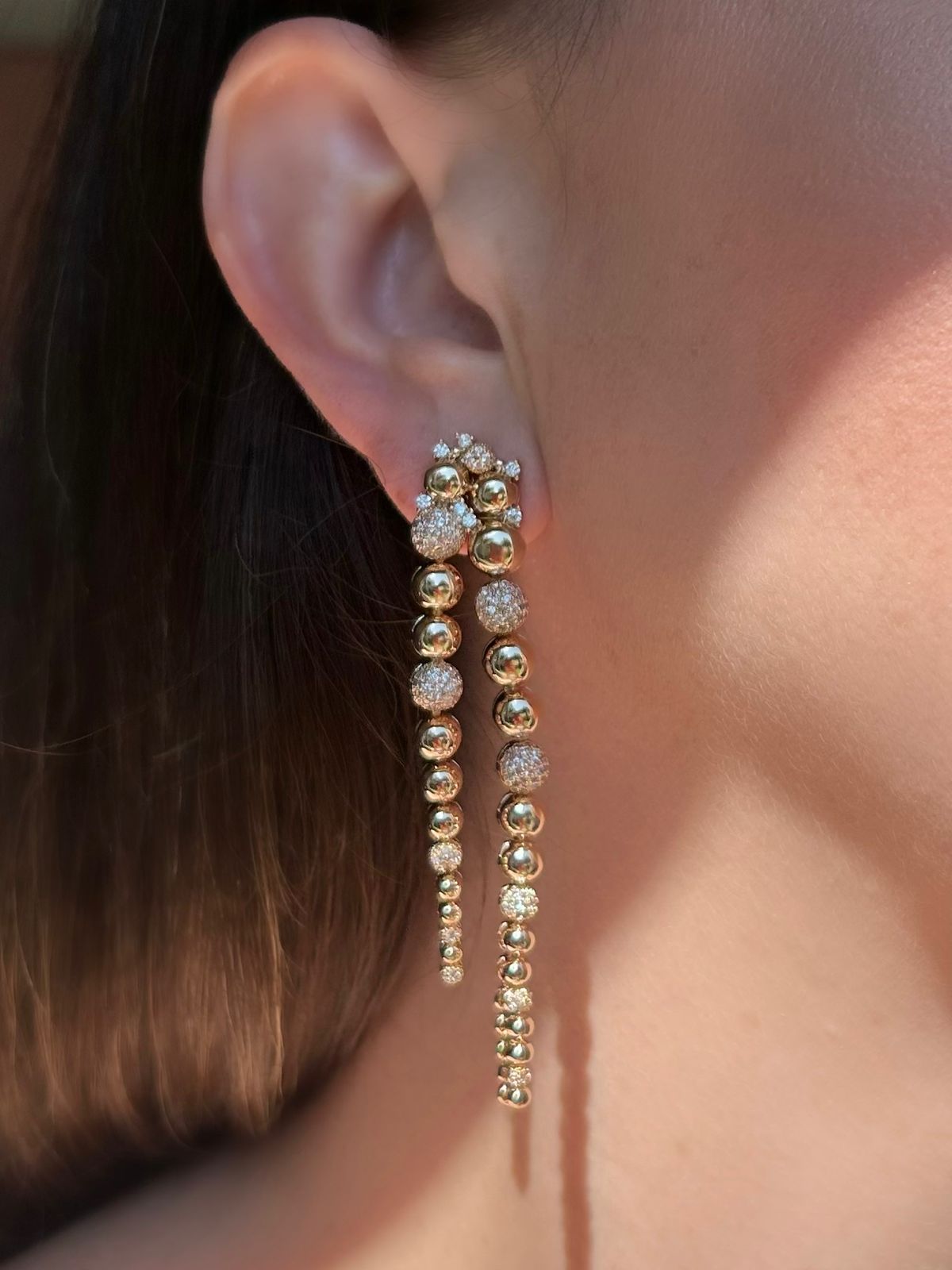 Brinco Esferas Duas Linhas