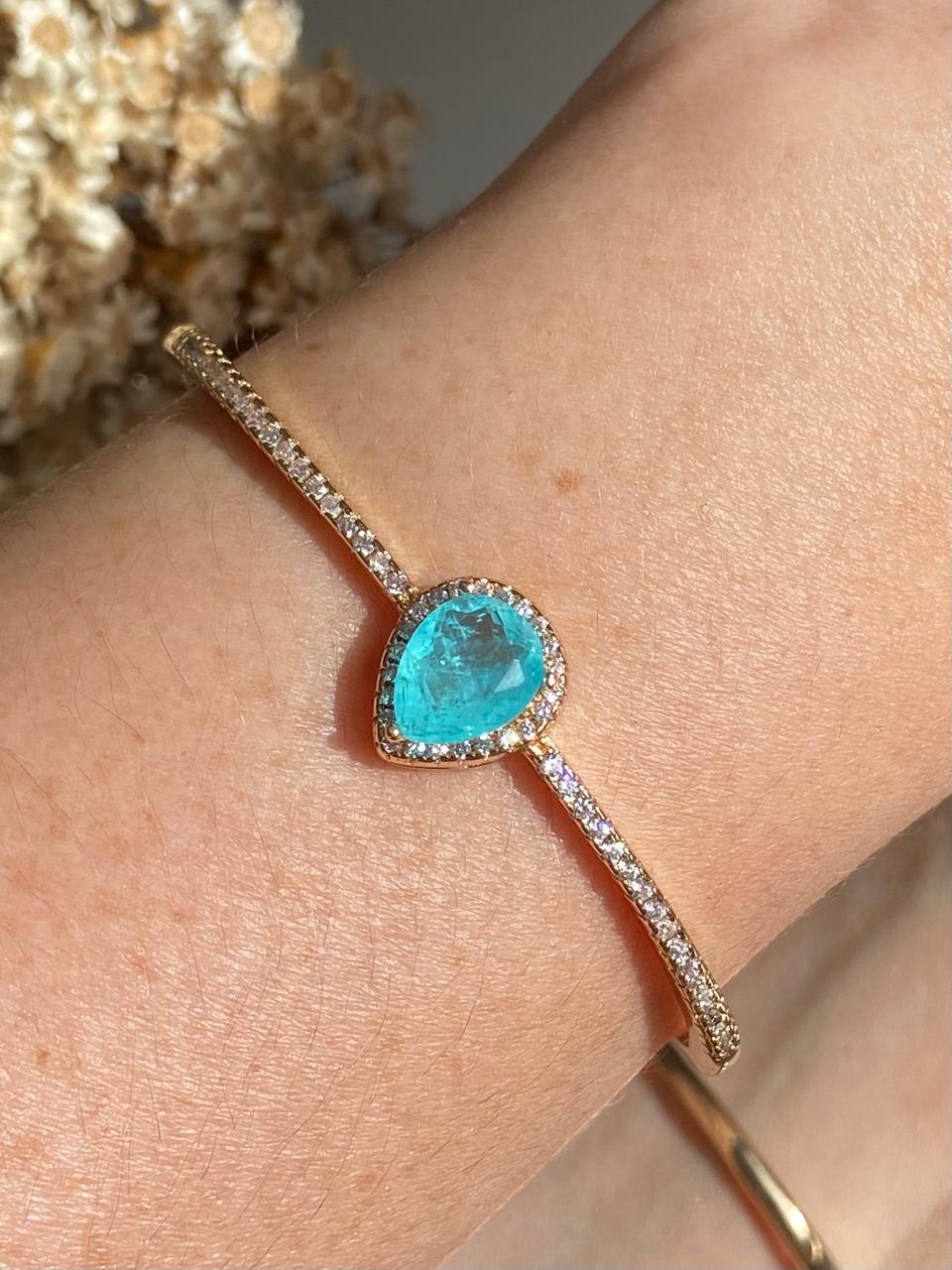 Bracelete Gota Turmalina Dourado