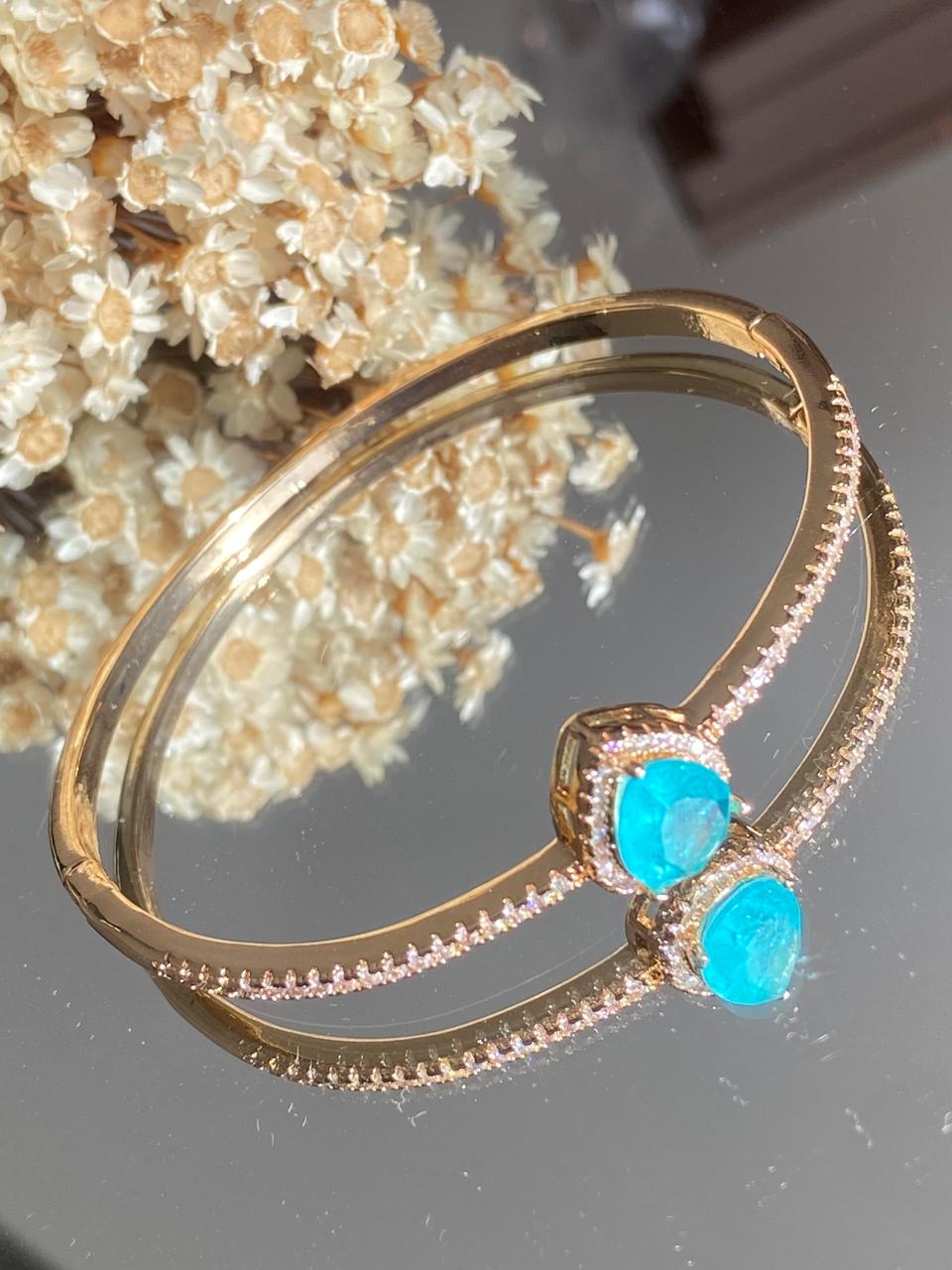 Bracelete Gota Turmalina Dourado