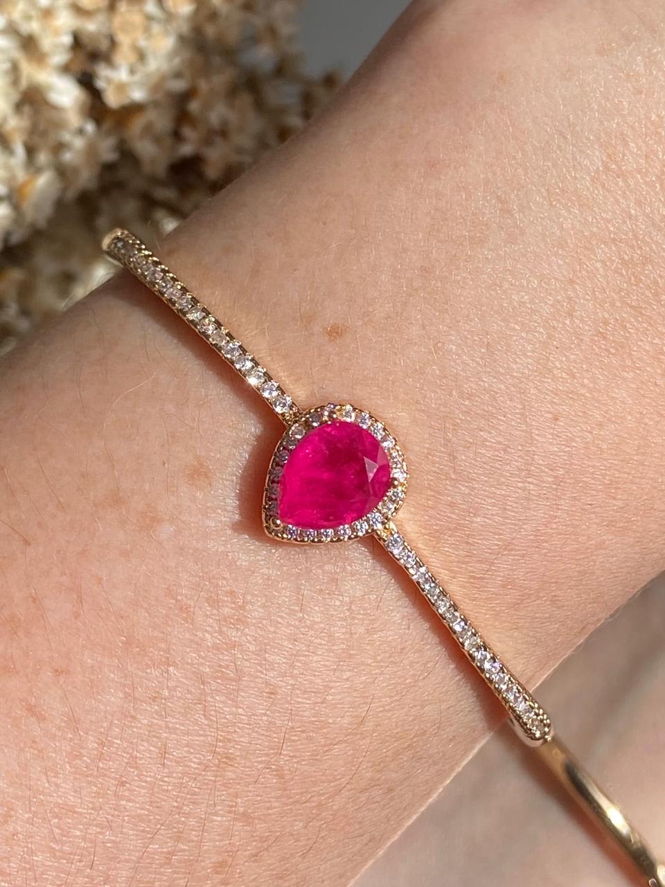 Bracelete Gota Pink Dourado