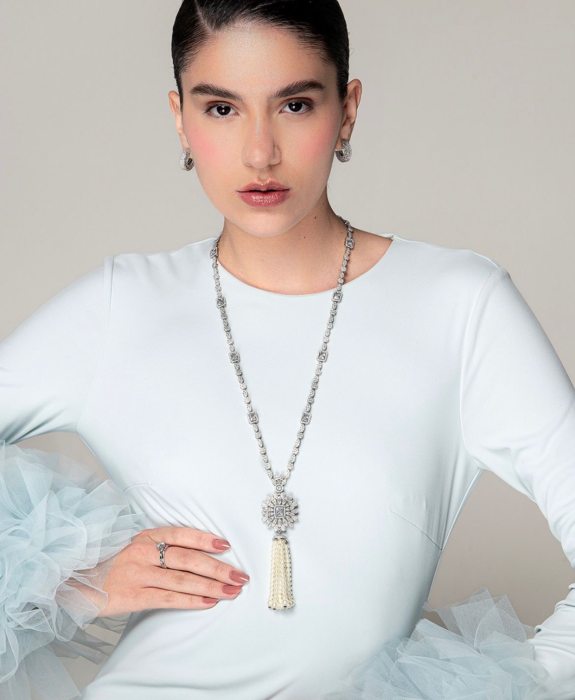 Colar Longo Tassel Pérola