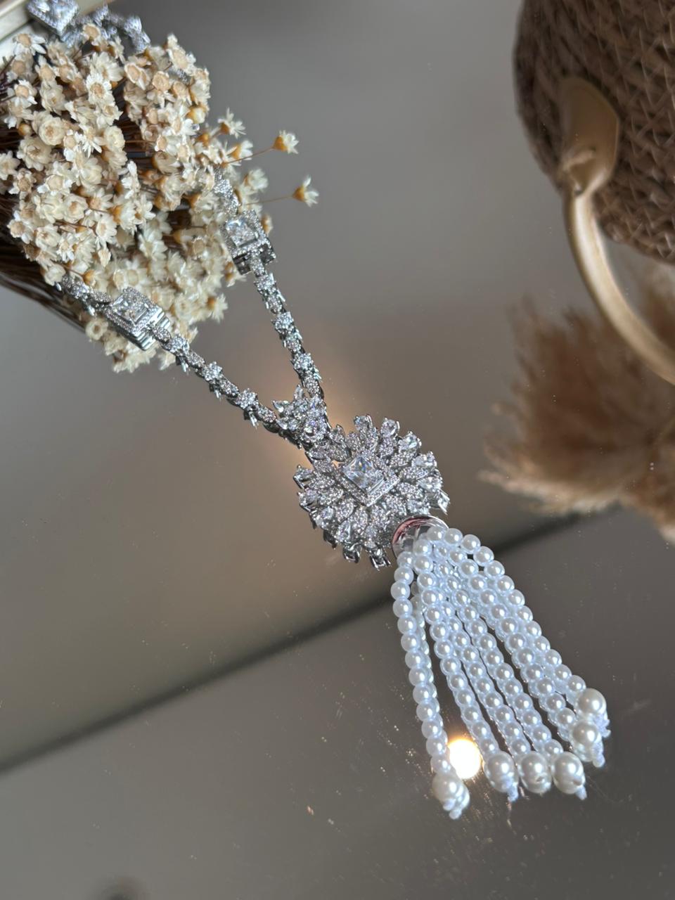 Colar Longo Tassel Pérola