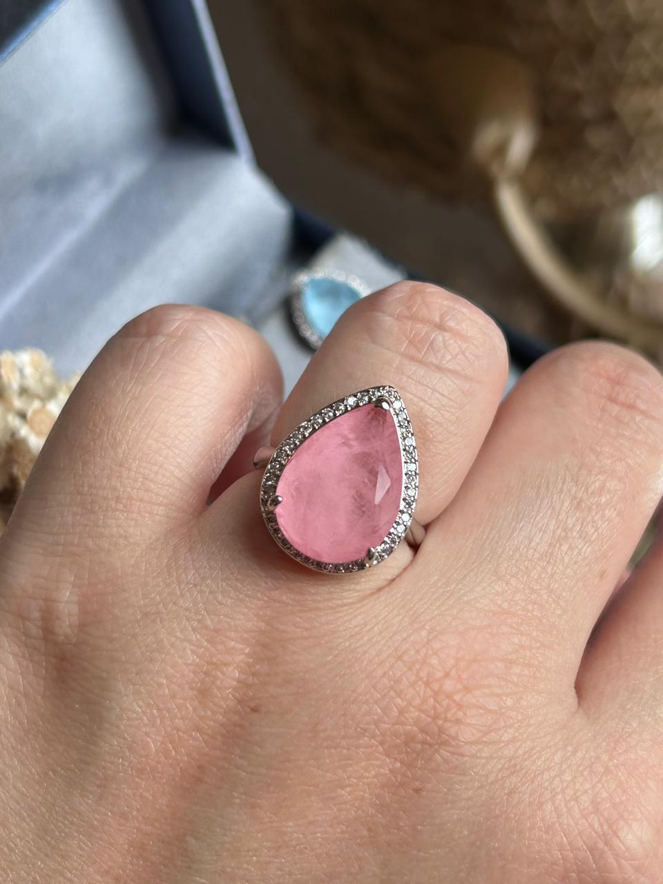 Anel Gota Rosa Ajustável