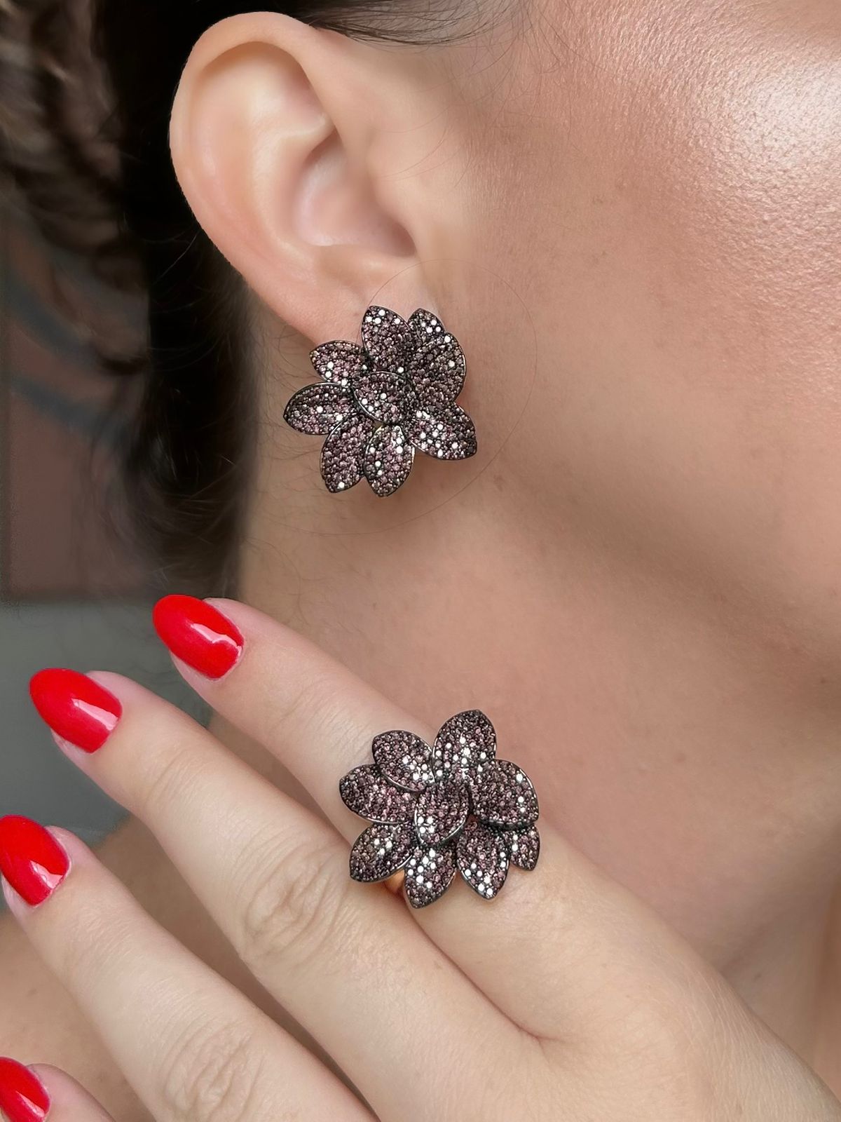 Conjunto Brinco e Anel Brown