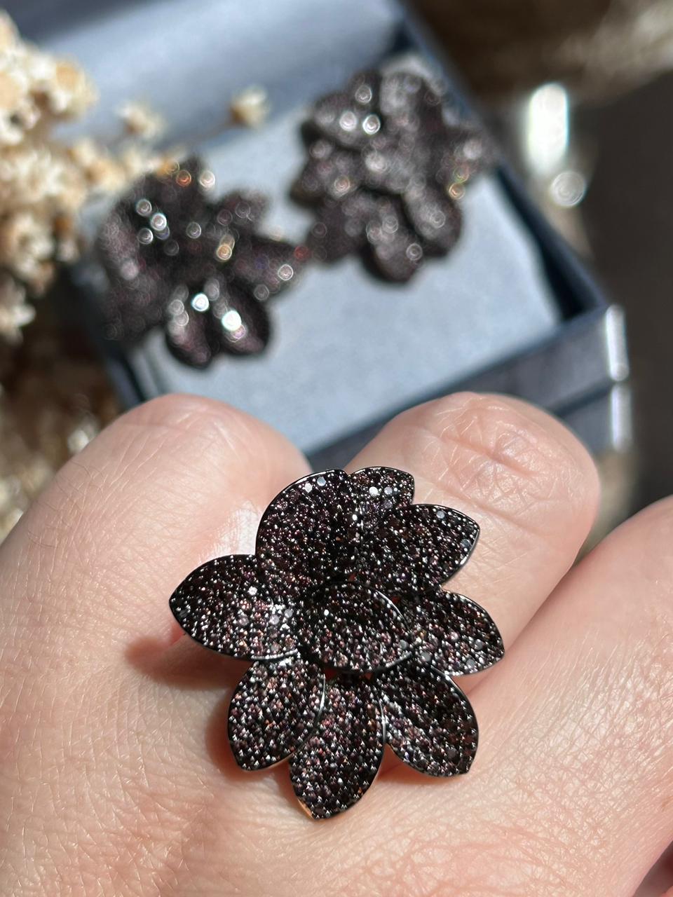 Conjunto Brinco e Anel Brown