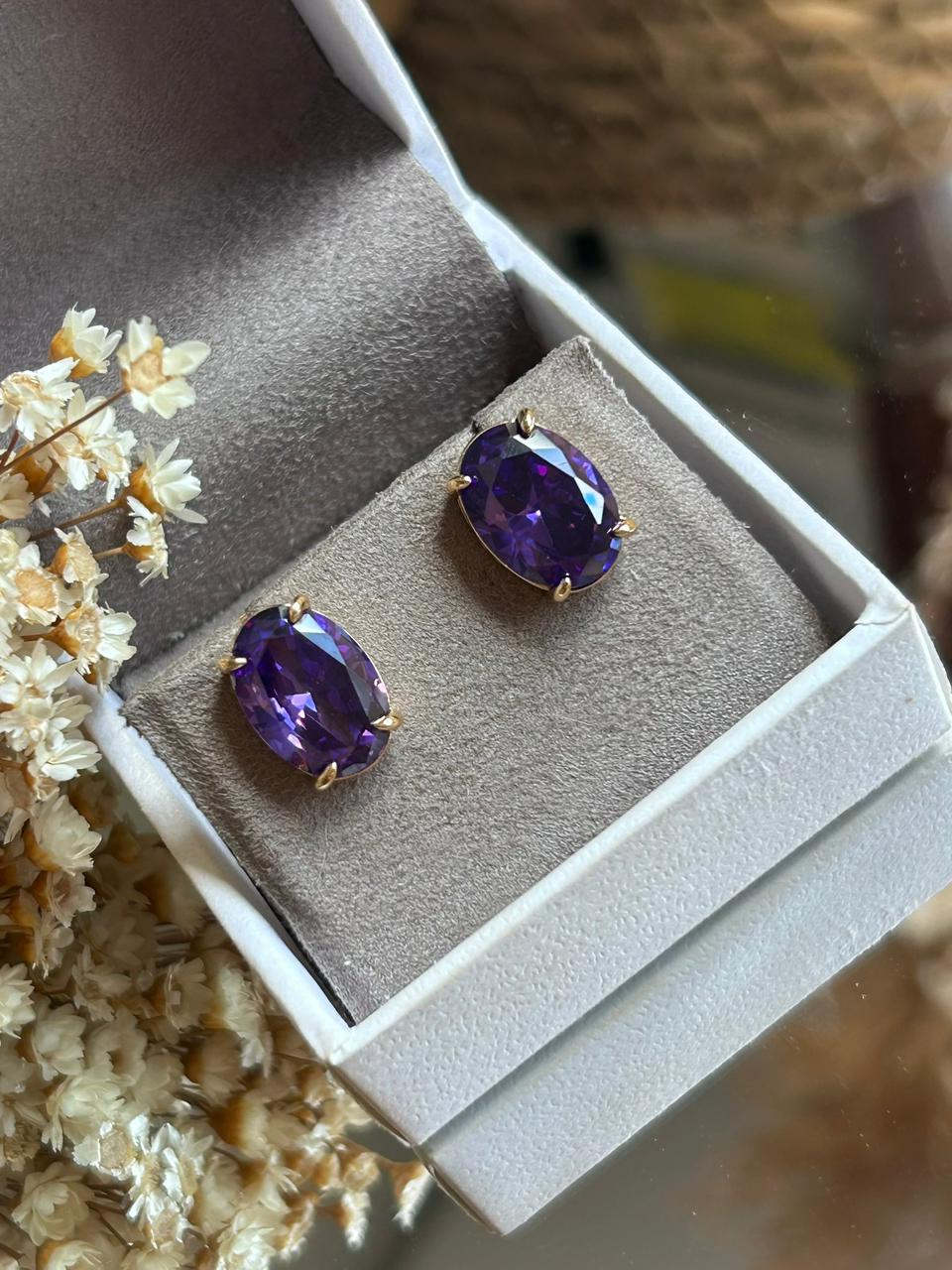 Brinco Solitário Ametista G