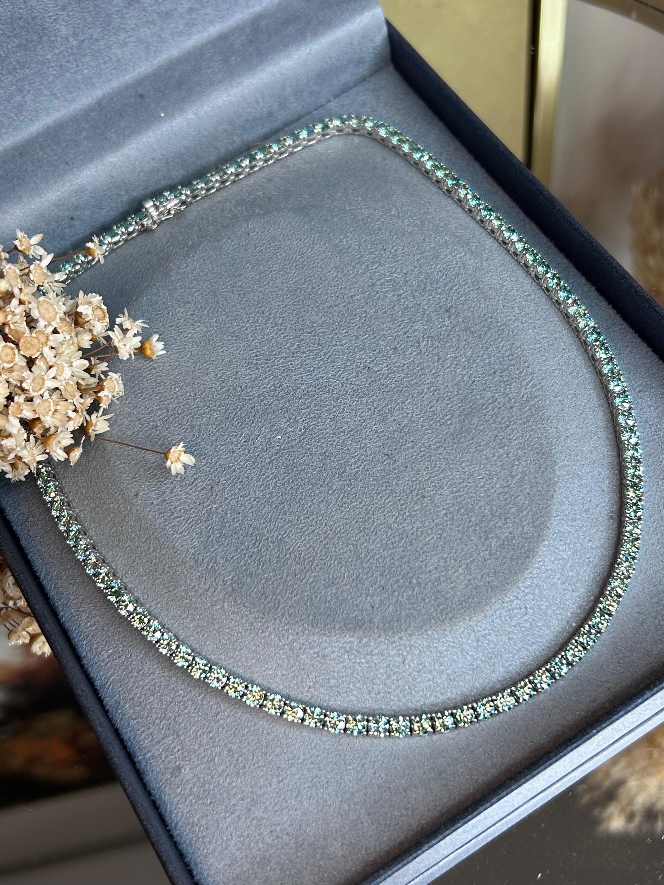 Colar Riviera Moissanite 4.0 mm 0,3CT Bluish Green 43cm (30 pontos)