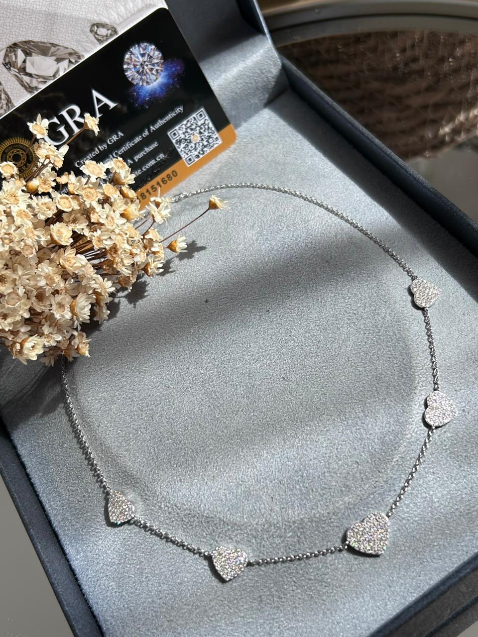 Colar Gargantilha Hearts Moissanite 1,5mm 0,015ct