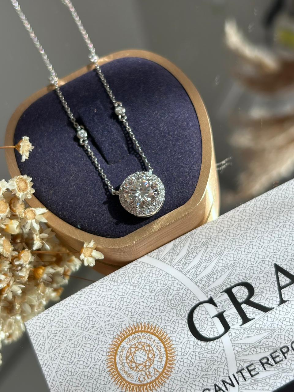 Colar Solitário 9mm 3.00ct Moissanite