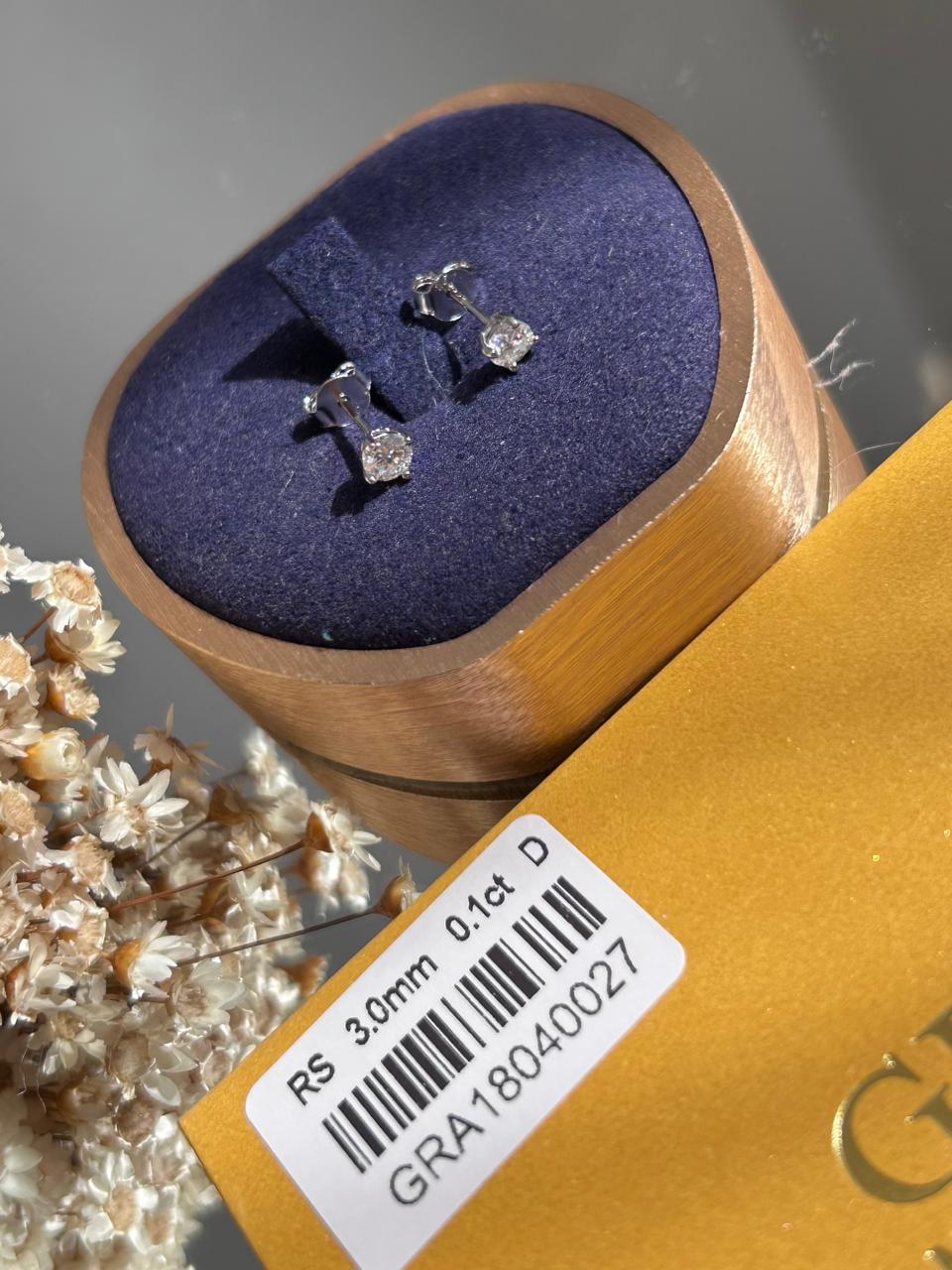 Brinco Solitário (segundo furo) 3mm 0,1ct Moissanite